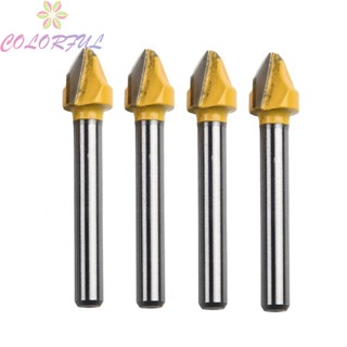 【COLORFUL】Versatile Carbide Engraving Milling Cutter Set 90 Degree V shaped Flat Head 4pcs