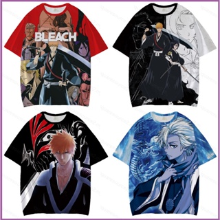 Sq2 เสื้อยืดแขนสั้น พิมพ์ลายอนิเมะ Bleach Toushirou Kurosaki Ichigo 3d สไตล์ฮาราจูกุ พลัสไซซ์ สําหรับทุกเพศ