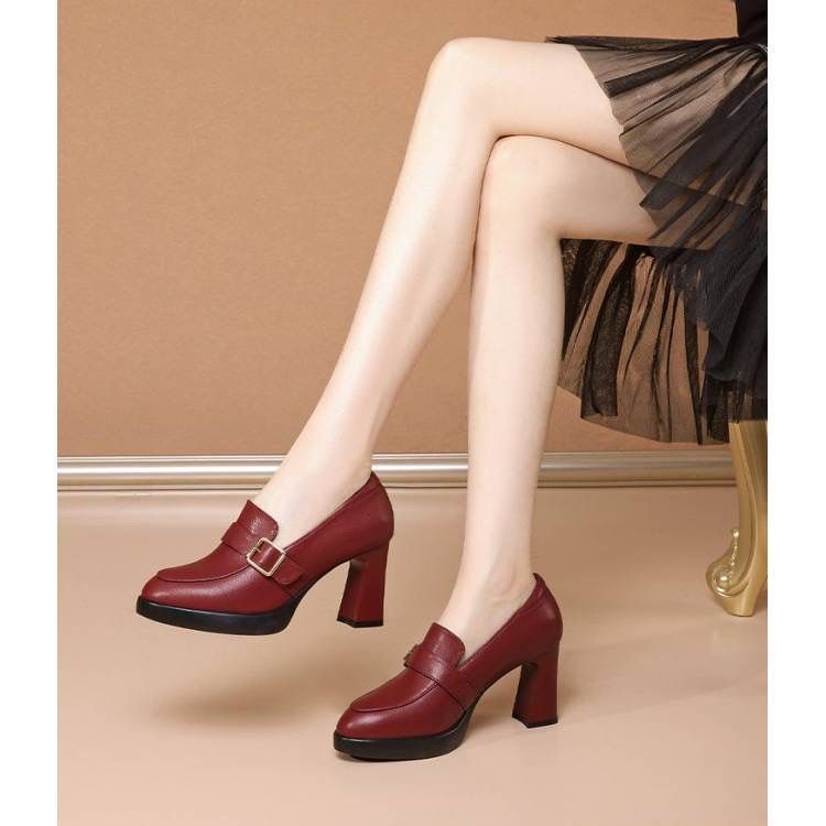 ใหม่ผู้หญิงส้นสูง  รองเท้าส้นตึกหนังนิ่มหัวแหลมแฟชั่น - รูปที่ 7