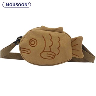 MOUSOON กระเป๋าสะพายสุภาพสตรีใหม่ญี่ปุ่นการ์ตูนน่ารัก Ugly Fish Canvas กระเป๋าสะพายข้าง