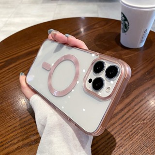 [Magnetic Case]เคสโทรศัพท์แม่เหล็กขอบสีสันหรูหราสำหรับ เคสไอโฟนiPhone 11 12 13 14 15 Pro Max Soft Casing กันกระแทก