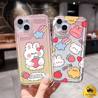 ภาพวาดกระต่าย เคสใส กรณี For iPhone 11 14 ProMax 7Plus 8Plus 13 ProMax 12 ProMax 6 7 8 X XR XS Max 6Plus SE เคสมือถือ