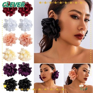 Clever ต่างหูสตั๊ด ลายดอกไม้ ขนาดใหญ่ หรูหรา เครื่องประดับแฟชั่น สําหรับผู้หญิง งานแต่งงาน