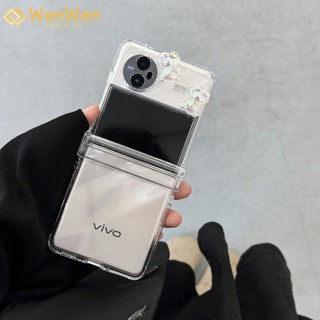 Wenwen เคสโทรศัพท์มือถือ ประดับคริสตัล ลายหมี สามมิติ หลากสี สําหรับ vivo X Flip