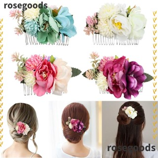 Rosegoods1 หวีผม ดอกไม้ หรูหรา เครื่องประดับผมเจ้าสาว คริสตัล เครื่องประดับผม