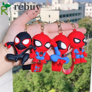 Rebuy พวงกุญแจ ยางซิลิโคนนิ่ม ลายซุปเปอร์ฮีโร่ Spiderman Spider Man สีดํา แดง สําหรับตกแต่ง