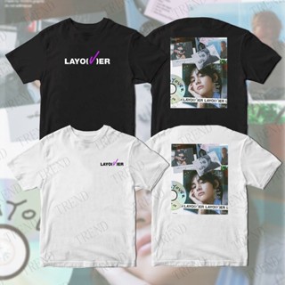 เสื้อยืดลําลอง ผ้าฝ้าย แขนสั้น คอกลม ทรงหลวม พิมพ์ลายอัลบั้ม KPOP BANGTAN V TaeHyung Layover แฟชั่นฤดูร้อน สไตล์เกาหลี สําหรับผู้ชาย และผู้หญิง