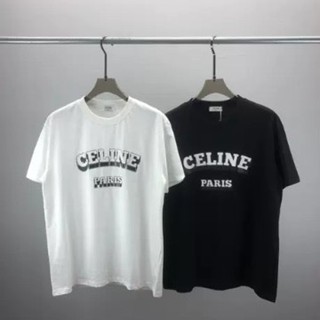 Celin * เสื้อยืด เสื้อคาร์ดิแกน แขนสั้น พิมพ์ลายตัวอักษร สําหรับผู้ชาย และผู้หญิง