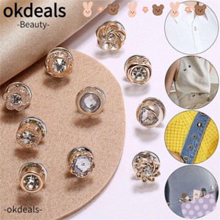 Okdeals เข็มกลัดกระดุม ประดับไข่มุก พลอยเทียม กันแสงแดด ลอกออกได้ แฟชั่น สําหรับติดกระดุมเสื้อเชิ้ต DIY