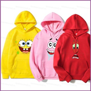 Sq2 เสื้อแจ็กเก็ตกันหนาว แขนยาว มีฮู้ด พิมพ์ลาย SpongeBob SquarePants Patrick Star สําหรับผู้ชาย และผู้หญิง