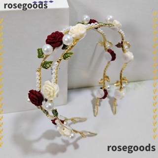 Rosegoods1 ที่คาดผม ดอกไม้ มุก กุหลาบ เถาวัลย์ เครื่องประดับผม หรูหรา