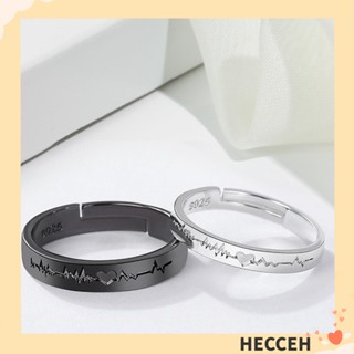 Hecceh แหวนคู่รัก เรียบง่าย ของขวัญวันเกิด สไตล์เกาหลี สีดํา สีเงิน