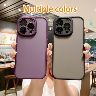 เคสโทรศัพท์มือถือแบบกระจกใส ผิวด้าน กันกระแทก หรูหรา สําหรับ iPhone 11 12 13 14 Pro MAX 14plus