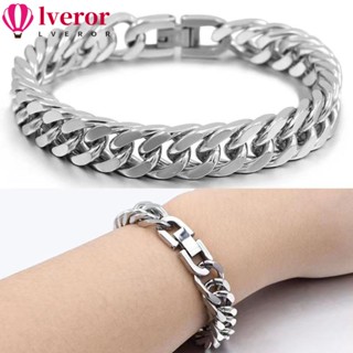 Lveror Miami Cuban สร้อยข้อมือสเตนเลส 8 มม. ยาว 19 ซม. 21 ซม. เครื่องประดับแฟชั่น สําหรับผู้ชาย