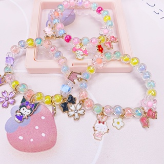 สร้อยข้อมือ ประดับลูกปัด หลากสี ลายการ์ตูน Kuromi Hello Kitty Melody แฟชั่นสําหรับเด็ก