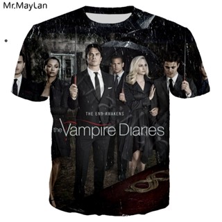 เสื้อยืด พิมพ์ลาย The Vampire Diary Tv สีดํา สําหรับผู้ชาย