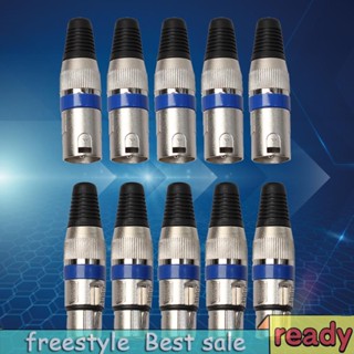 [freestyle01.th] แจ็คเสียบไมโครโฟน XLR 3 Pin ตัวเมีย สีฟ้า 5 คู่