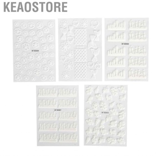 Keaostore Nail Art Decoration 5 Sheets Embossed DIY Unique  For Salon Nails