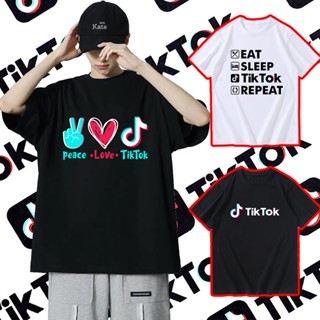 [พร้อมส่ง] เสื้อยืดTikTok oversize Cotton T-Shirt คอกลมแขนสั้น เสื้อผ้าแฟชั่น ใส่ได้ทั้งชายและหญิง