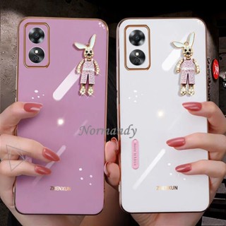 พร้อมส่ง ใหม่ เคสโทรศัพท์มือถือ ซิลิโคนนิ่ม กันกระแทก ลายกระต่าย สีสดใส แฟชั่น สําหรับ OPPO A58 4G A58 NFC 2023 A58