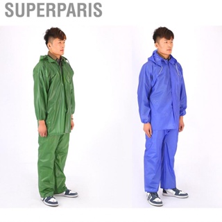 Superparis Rain Suit Split Thickened  Pant Non Disposable Raincoat Button Closure Gathered Cuffs Wear