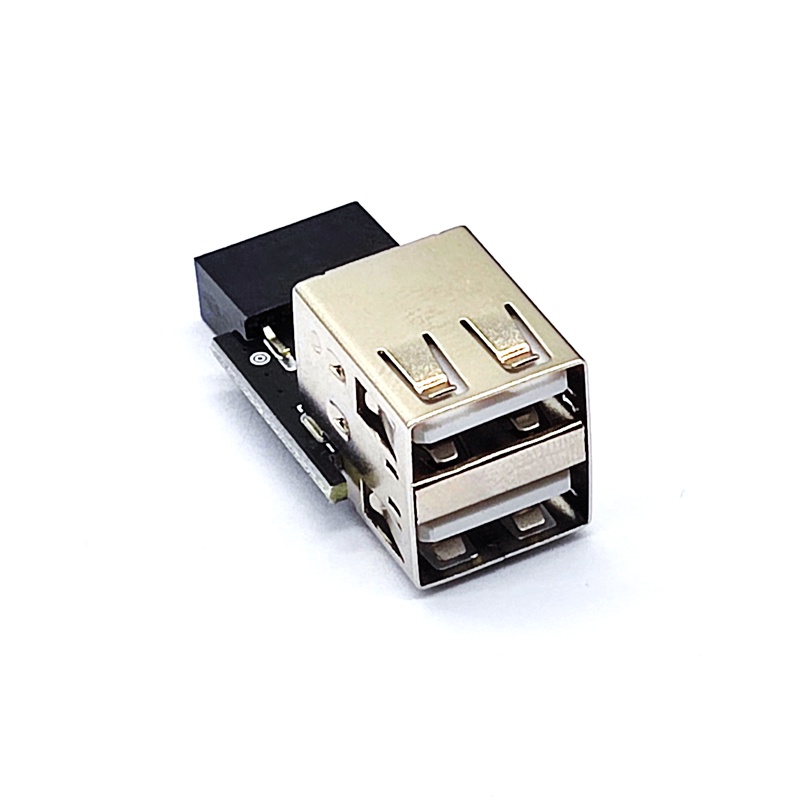 ใหม่ 9pin USB Adpater Connector 2 พอร์ต USB2.0 เมนบอร์ดภายใน 9pin ถึง 2 พอร์ต USB 2.0 อะแดปเตอร์แปลง