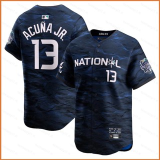 Fb 2023-2024 MLB เสื้อคาร์ดิแกนเบสบอล ลาย All Star Jersey Ronald Acuna Jr Button Down สําหรับผู้ชาย