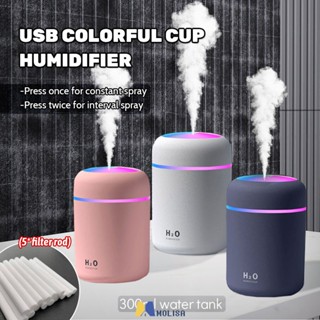 เครื่องเพิ่มความชื้นในอากาศ 300ml Ultrasonic Aroma Essential Oil Diffuser Mini Usb Cool Mist Maker Aromatherapy With Colorful Light C MOLISA