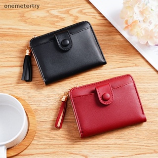 Onem ใหม่ กระเป๋าสตางค์หนัง ใบสั้น มีซิป สีพื้น ใส่เหรียญ บัตรเครดิตได้ แฟชั่นเรียบง่าย สําหรับผู้หญิง