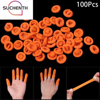 Suchenth ถุงมือป้องกันนิ้วมือ กันลื่น สีส้ม สําหรับทําเล็บ 100 ชิ้น