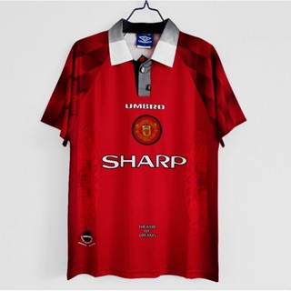 เสื้อกีฬาแขนสั้น ลายทีมชาติฟุตบอล Manchester United 1996 97 ชุดเหย้า คุณภาพสูง สไตล์เรโทร