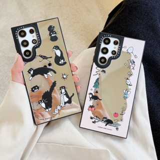 【Playing With kittens】Casetify เคสโทรศัพท์มือถือนิ่ม กันตก ลายแมว พร้อมกระจก แฟชั่น สําหรับ Samsung s23ultra s23 s23+ s22ultra