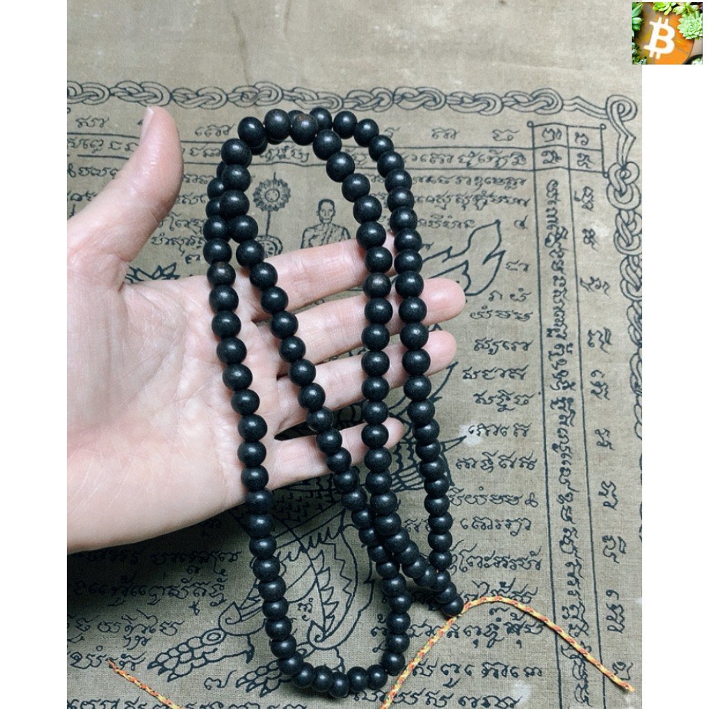 bitcoin สร้อยคอประคำไม้มะยมป่า 12-13 มม. 108 เม็ด(เม็ดแบน) .