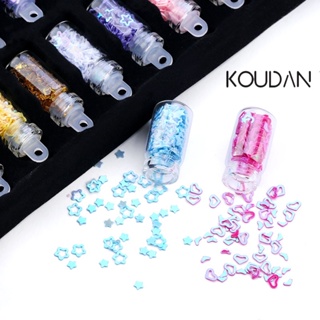 Koudan สติกเกอร์กลิตเตอร์ พลอยเทียม เลื่อม สําหรับตกแต่งเล็บเจล 48 ชิ้น