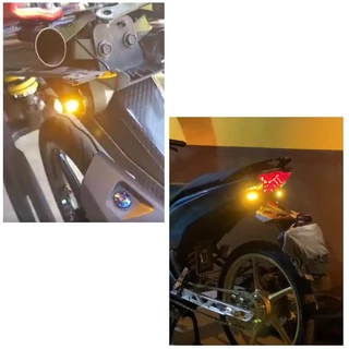 2PCS รถจักรยานยนต์ Mini LED ไฟเลี้ยวด้านข้าง Universal ตัวบ่งชี้สําหรับ Yamaha LC Y15 Y16 R15 R25 & Honda ADV RS150