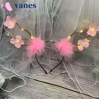 Vanes1 ที่คาดผม LED ลายการ์ตูนกวางเอลฟ์ คริสต์มาส น่ารัก ตลก เรืองแสง สําหรับผู้หญิง