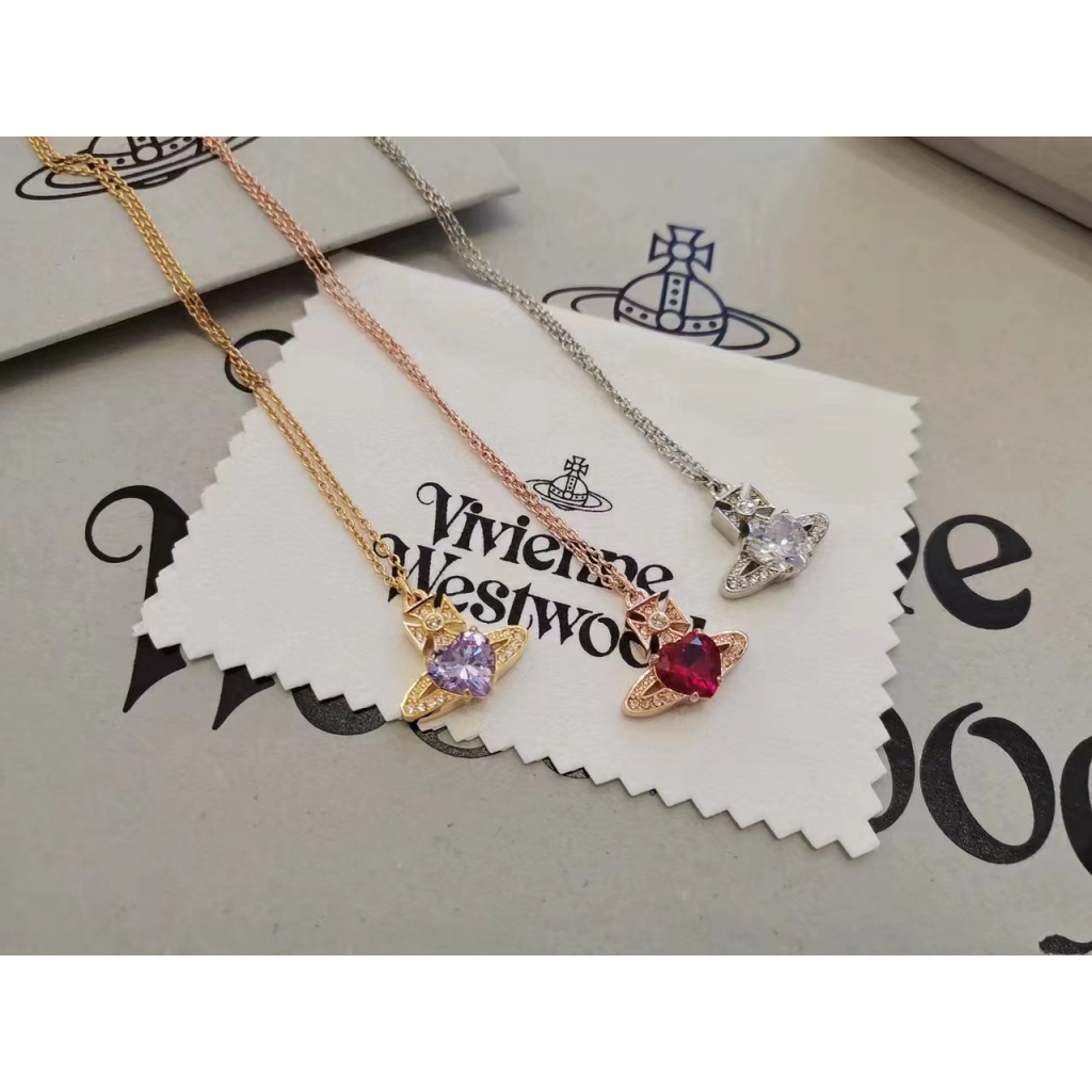 Kenzero & vivienne สร้อยคอ จี้รูปหัวใจ ประดับเพชร ขนาดใหญ่ สีแดง ม่วง โปร่งใส สําหรับผู้หญิง