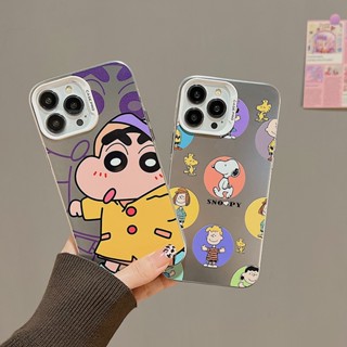 เคสป้องกันโทรศัพท์มือถือ ชุบไฟฟ้า ลายการ์ตูนชินจัง หรูหรา สําหรับ iPhone 14 12 13 11 Pro Max