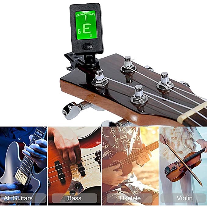 จูนเนอร์อิเล็กทรอนิกส์ เครื่องตั้งสายกีตาร์ แบบพกพา Tuner สำหรับ กีต้าร์โปร่ง กีต้าร์ไฟฟ้า เบส อูคูเ