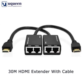 Uqueen อุปกรณ์รับส่งสัญญาณอีเธอร์เน็ต 1080P HDMI Cat5e Cat 6 RJ45 Lan 3D HDMI TX RX 30M O3P6