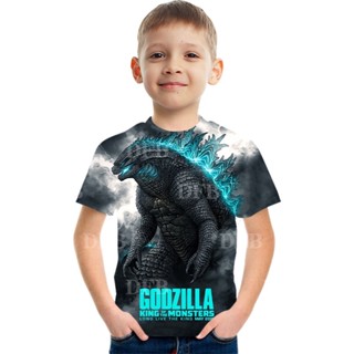 ใหม่ เสื้อยืดแขนสั้น พิมพ์ลาย Godzilla: King of the Monsters 3D สุดเท่ แฟชั่น สําหรับเด็กผู้ชาย และเด็กผู้หญิง ใส่ไปงานวันเกิด 2023