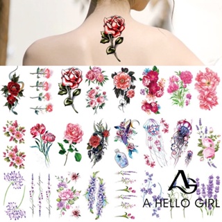 A HELLO GIRL สติกเกอร์รอยสัก ลายดอกไม้ สิงโต ผีเสื้อ ขนาดเล็ก 105*60 มม. 2 สัปดาห์ สําหรับเด็กผู้หญิง