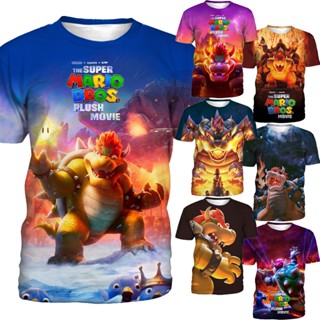 เสื้อยืดแขนสั้น พิมพ์ลายการ์ตูน Super Mario Bowser แฟชั่นฤดูร้อน สําหรับผู้ชาย 2023