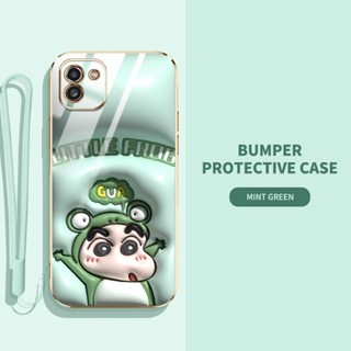 เคสโทรศัพท์มือถือ ซิลิโคนนิ่ม TPU ลายการ์ตูนกระต่าย ไดโนเสาร์ 3D พร้อมสายคล้อง สําหรับ Samsung Galaxy A03 A04 A04E F14 5G