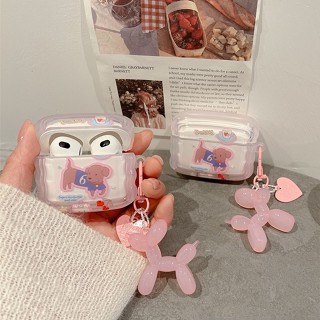 เคสหูฟัง ลายสุนัขน่ารัก สีชมพู พร้อมที่แขวน อุปกรณ์เสริม สําหรับ AirPods 1/2 i12 i11 i10 i13 inpods PRO 4