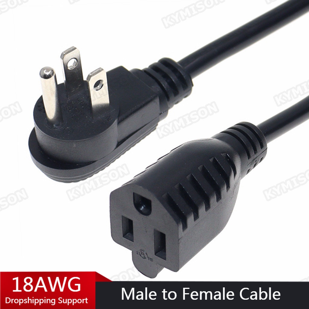 USA 3Pin ชายหญิง AC ในครัวเรือนสาย 10A/15A, NEMA 5-15P ถึง 5-15R อะแดปเตอร์สายไฟ 18AWG/14AWG