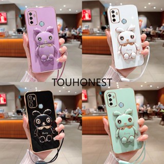 เคส Tecno Camon 19 Pro เคส Tecno Camon 18P เคส Tecno Pova 3 Case Tecno Pova 4 pro Case Tecno Pova Neo 2 Case Soft Silicone Shockproof Cute Rabbit Bunny Bracket Stand Phone Case With Rope โทรศัพท์มือถือ ซิลิโคนนิ่ม กันกระแทก ลายกระต่ายน่ารัก พร้อมขาตั้ง