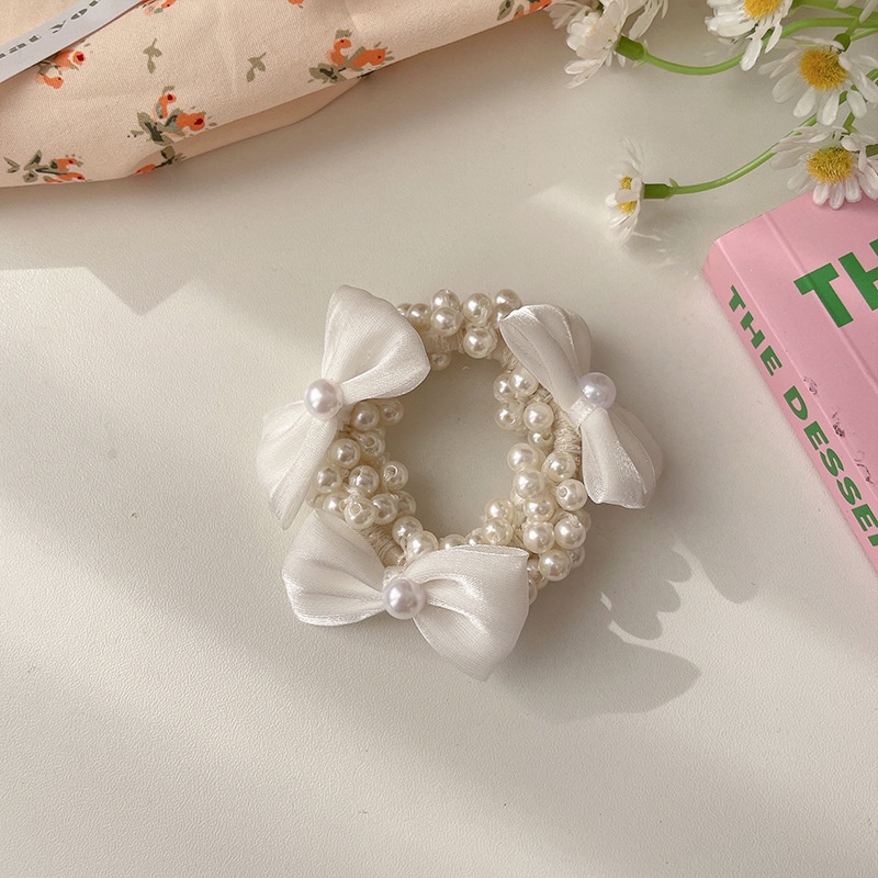 2023ต้นฤดูใบไม้ผลิโบว์มุกผมแหวนคาดศีรษะยางรัดหญิง - รูปที่ 5