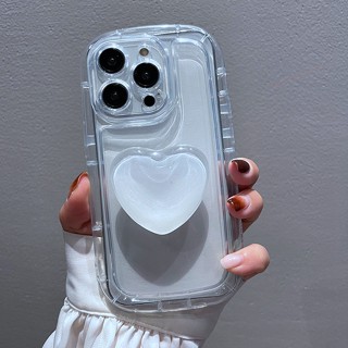 เคสโทรศัพท์มือถือ ซิลิโคนนุ่ม ใส ลายหัวใจ 3D พร้อมสายคล้องมือ สําหรับ iPhone 11 12 13 14 Pro MAX Plus Mini 6 S 7 8 Plus X XR XS MAX SE 2020 11Pro 12pro 13Pro