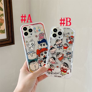 เคสซิลิโคน เคสไอโฟน Clear Case iPhone 14 Pro Max 14 Plus iPhone 13 Pro Max iPhone 12 Pro Max iPhone 11 Pro Max Cute Cartoon Crayon Shin Chan ดินสอสีเชียนชาน Holder Design Silicone Case